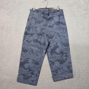 Eric Spencer Denim Cotton Spandex Blue Tropical Wide Leg Capri Size 8